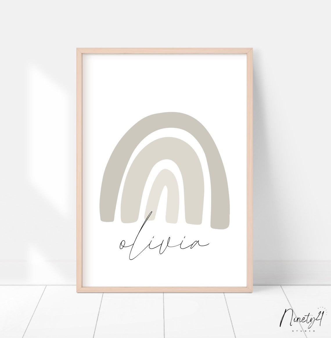 Boho Rainbow Custom Name Poster Neutral Arches Olivia Nursery Art