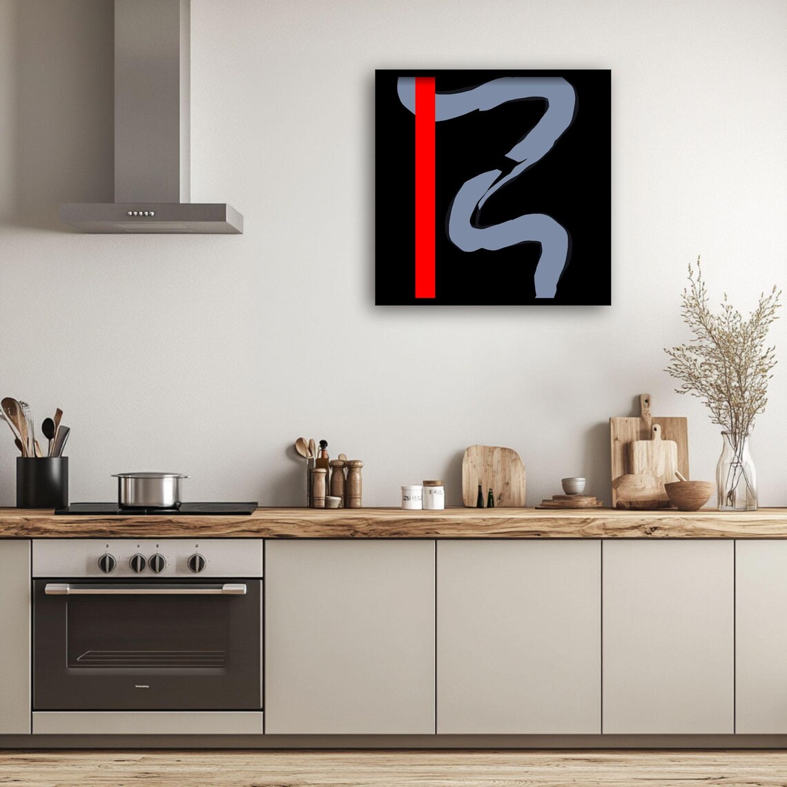 Abstract Wall Art, Minimalist Dark Modern Decor - Image 4