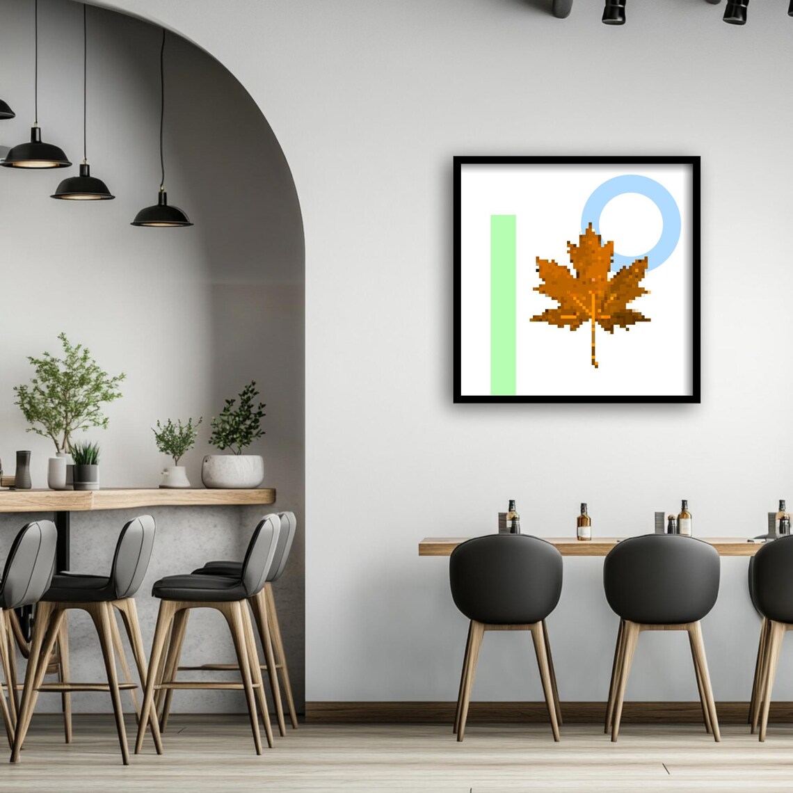 Pixel Maple Leaf Vintage Retro Game Art Print - Image 3