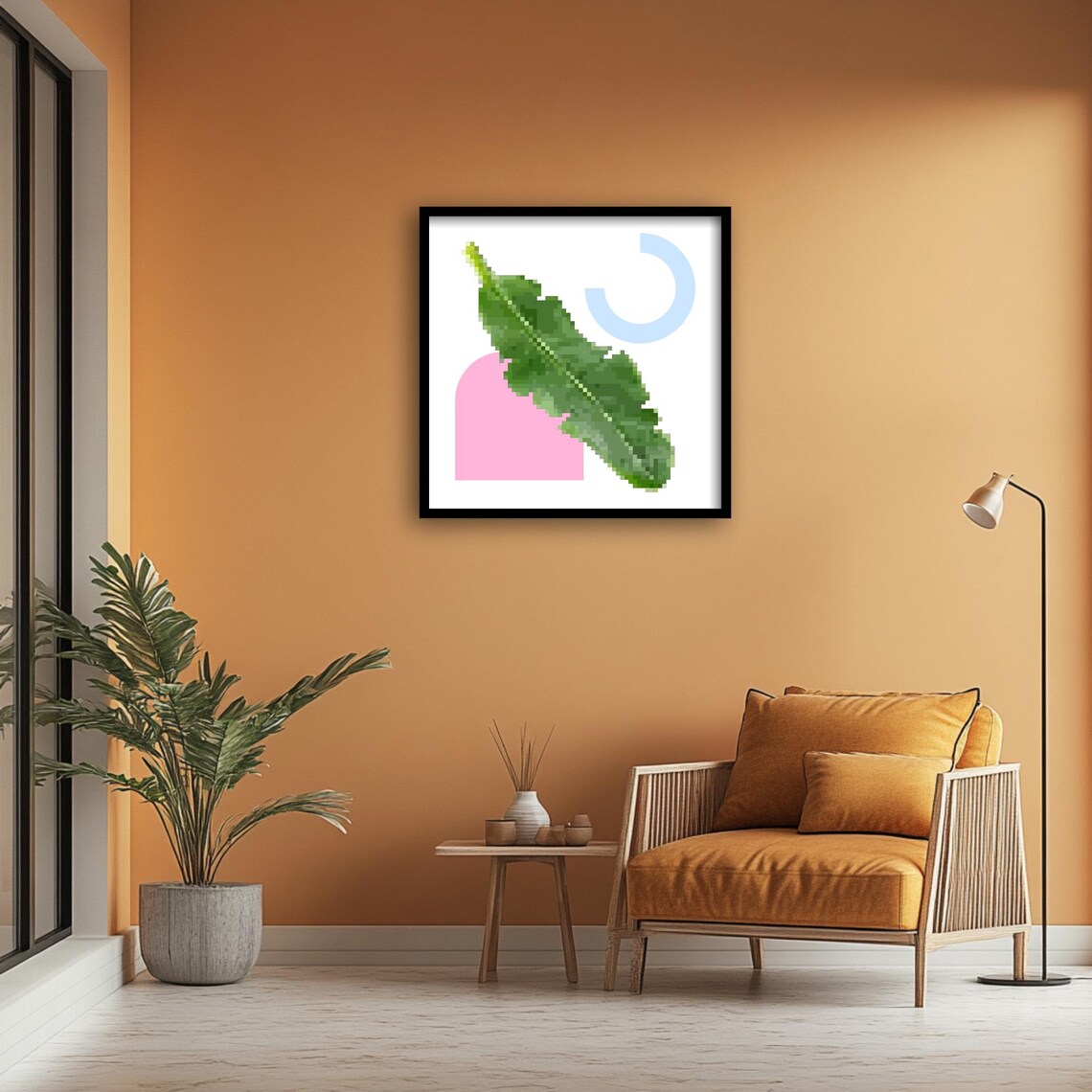 Pixel Banana Leaf Tropical Retro Game Botanical Art - Image 3