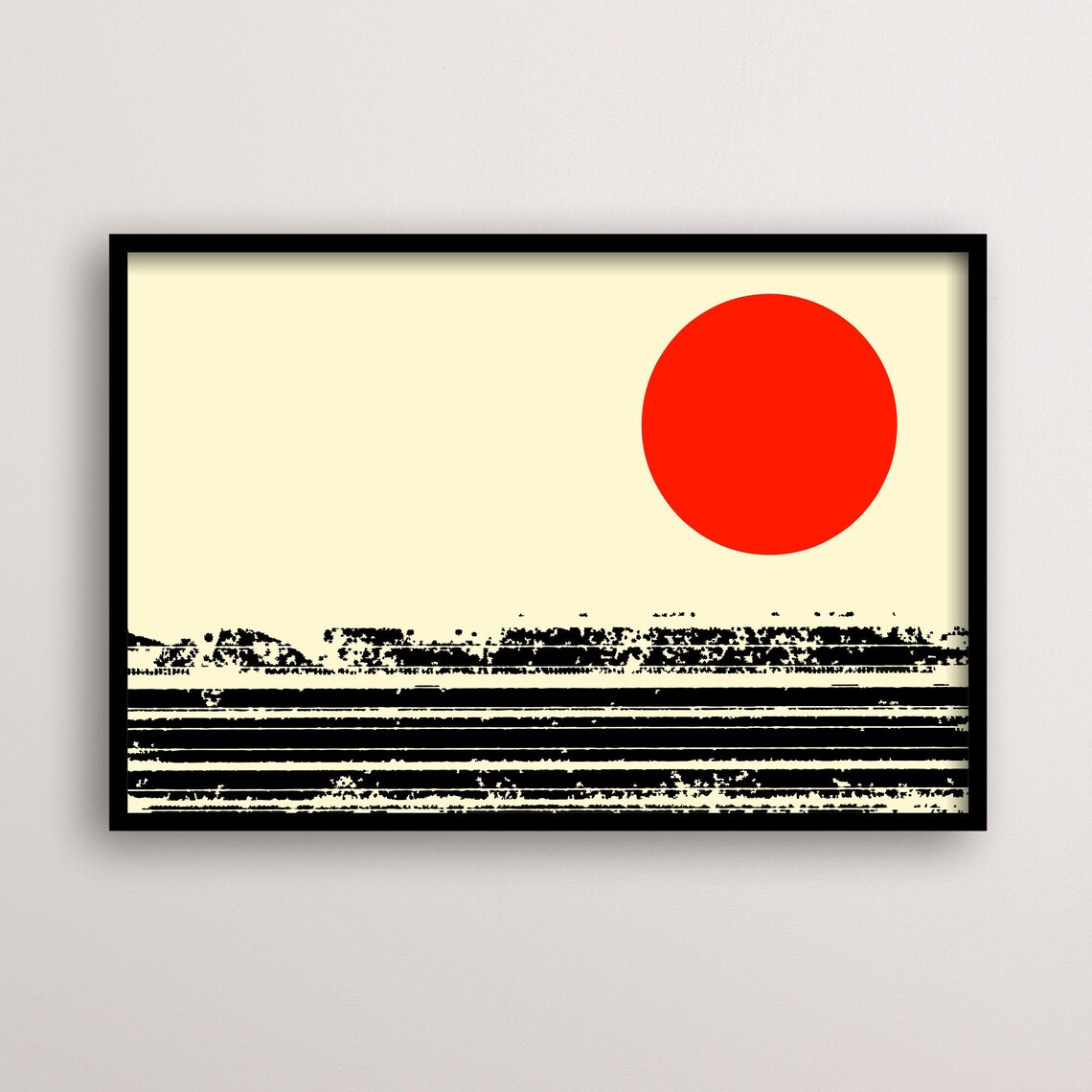 Japanese Minimalist Red Sun, Wabi Sabi Poster