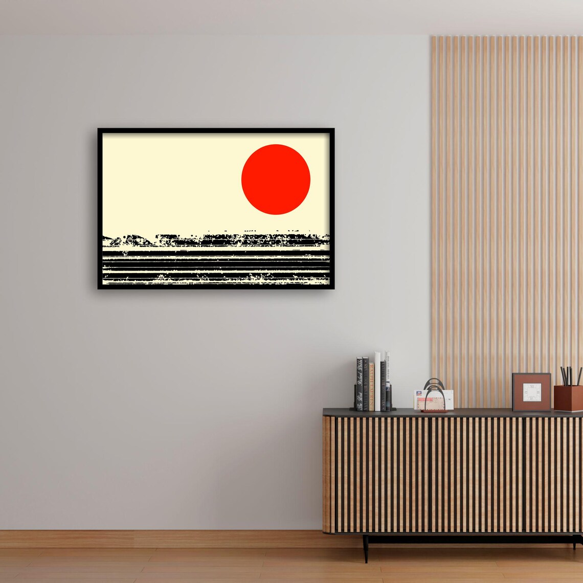 Japanese Minimalist Red Sun, Wabi Sabi Poster - Image 3