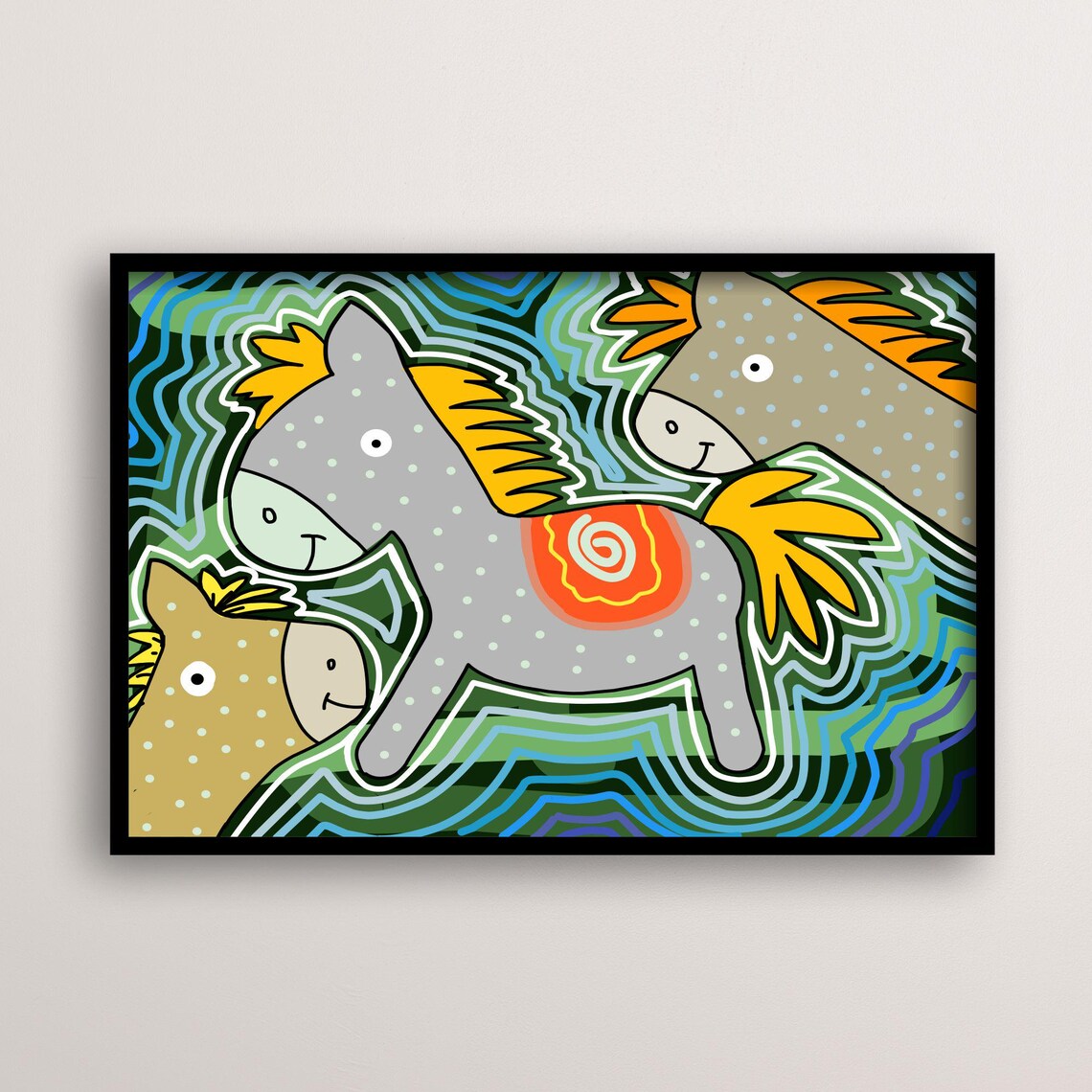 Pony Or Donkey Art, Whimsical Boho Kids Room