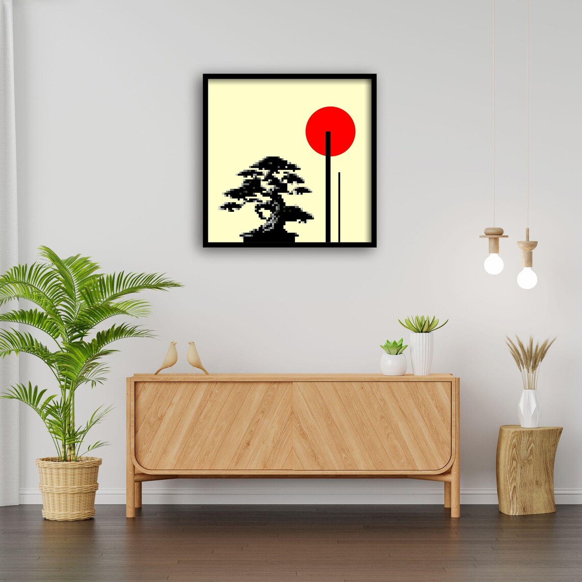 Pixel Japanese Bonsai Retro Game Zen Tree Decor - Image 3