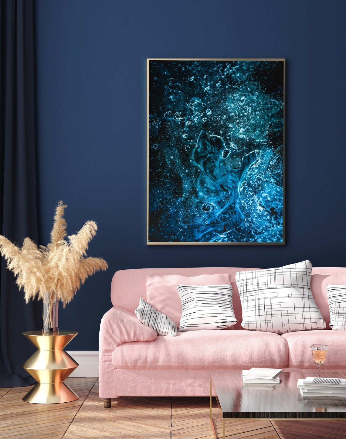 Blue Abstract Texture Art Print, Modern Boho Decor - Image 3