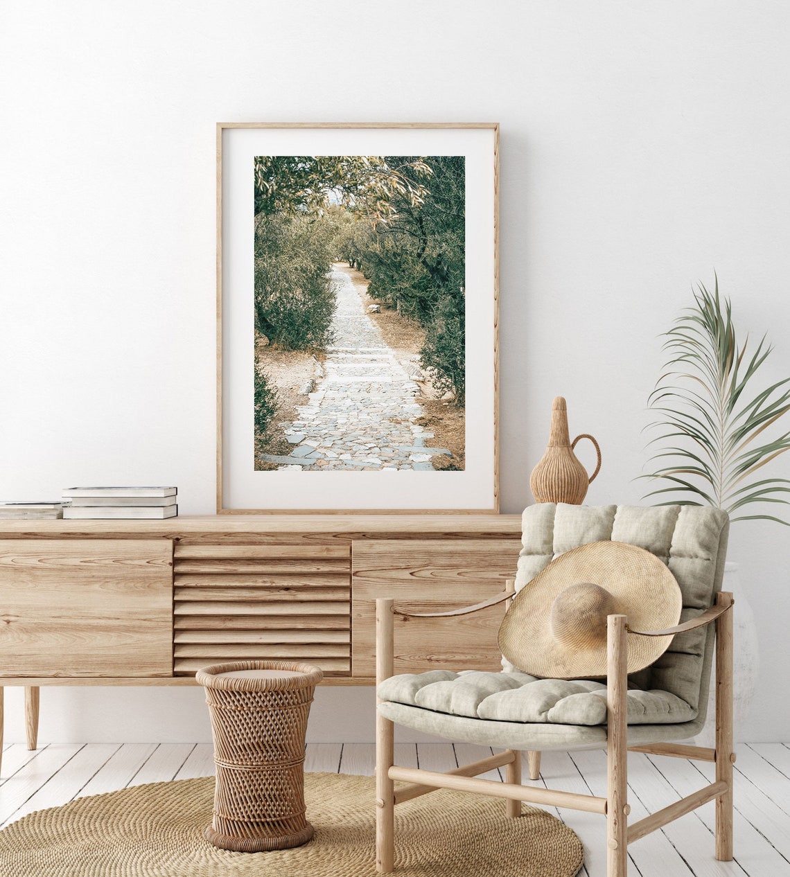 Stone Path Through Green Trees Forest Walk Nature Photography Poster - Image 2