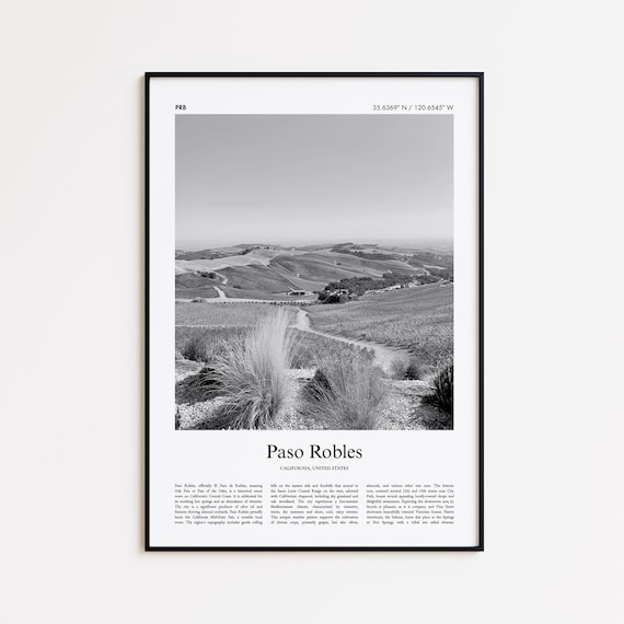 Paso Robles California Black And White Vineyard Photo Poster