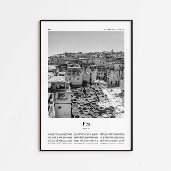 Fes Morocco Leather Tannery Black And White Travel Photo Poster