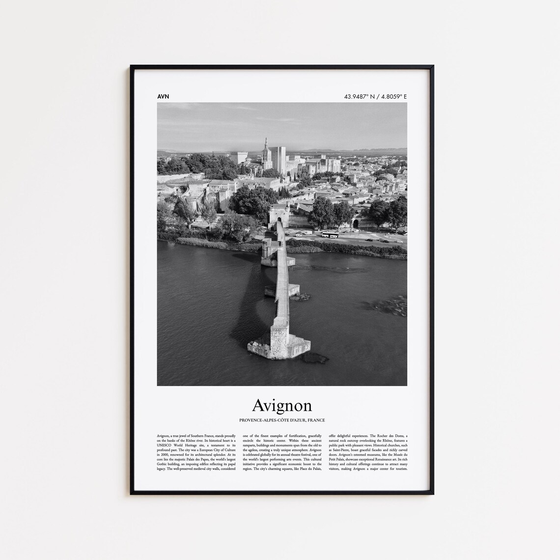 Avignon France Pont Benezet Bridge Black And White Photo Poster