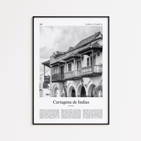 Cartagena De Indias Black And White Print Photo Poster Travel Gift Colombia Wall Art