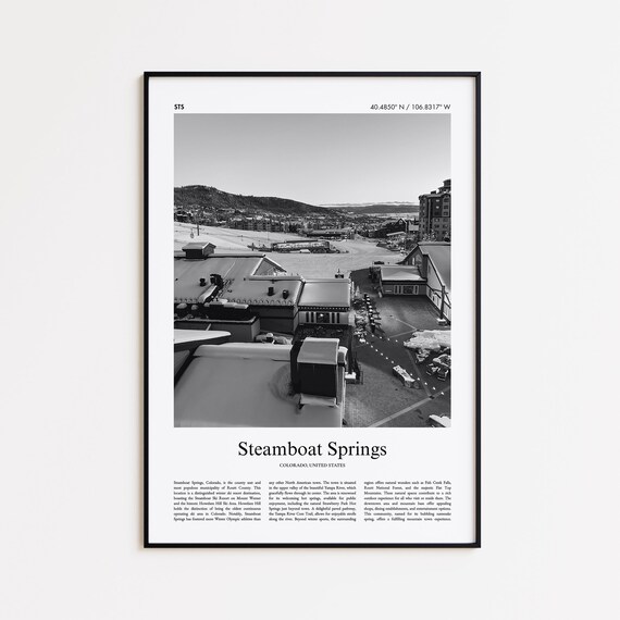 Steamboat Springs Colorado Black And White Photo Poster With Coordinates