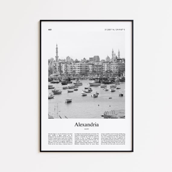 Alexandria Black And White Print Photo Poster Travel Gift Egypt Wall Art Minimal Home Decor