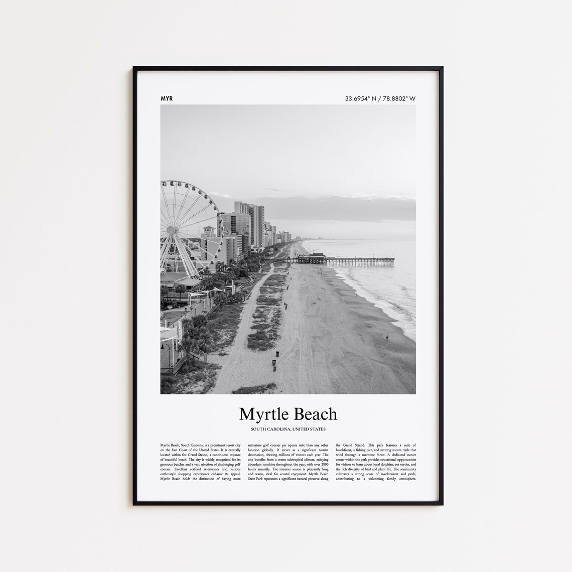 Myrtle Beach Photo Poster South Carolina Travel Poster