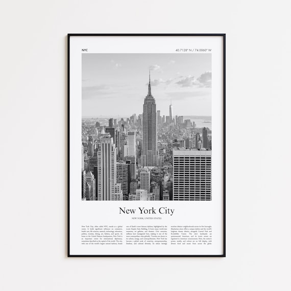 New York City Black And White Empire State Skyline Photo Poster