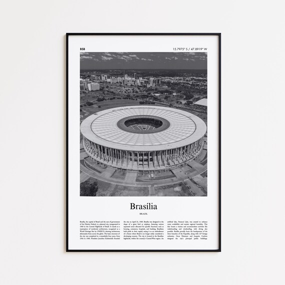 Braslia Black And White Print Photo Poster Brasilia Travel Gift Brazil Wall Art Minimal Home Decor