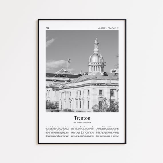 Trenton Black And White Print Photo Poster Travel Gift New Jersey United States Usa Wall Art