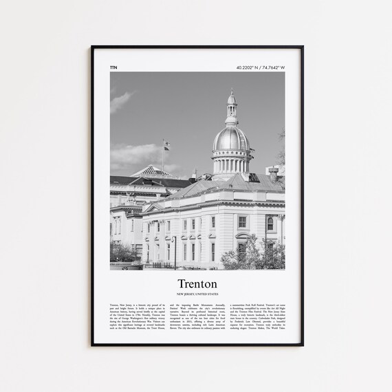 Trenton New Jersey Black and White Coordinates City Travel Poster