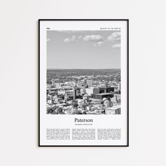 Paterson Black And White Print Photo Poster Travel Gift New Jersey United States Usa Wall Art