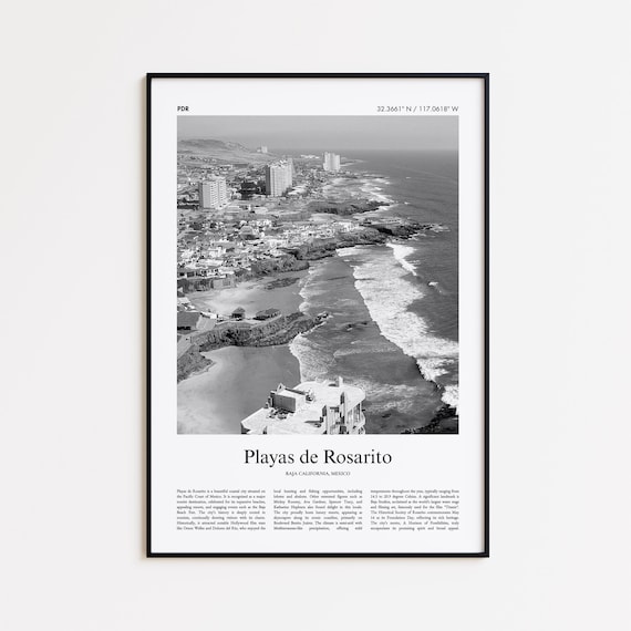 Playas De Rosarito Black And White Print Photo Poster Travel Gift Baja Mexico