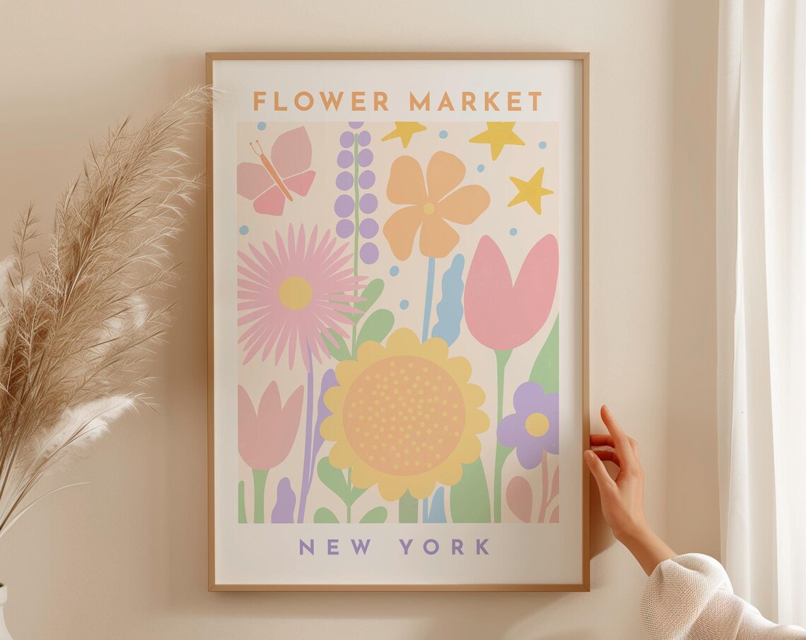 New York Market, Danish Pastel Abstract Floral Art Print