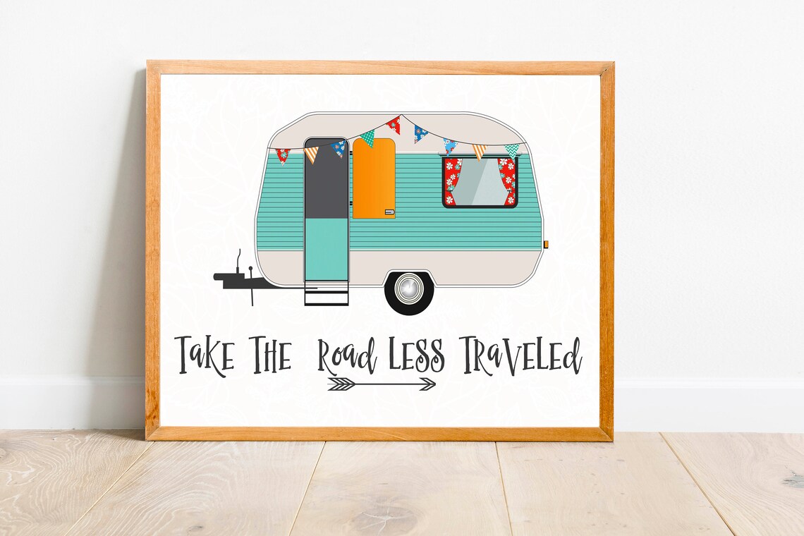 Camping Take The Road Less Traveled Art Print - Image 3