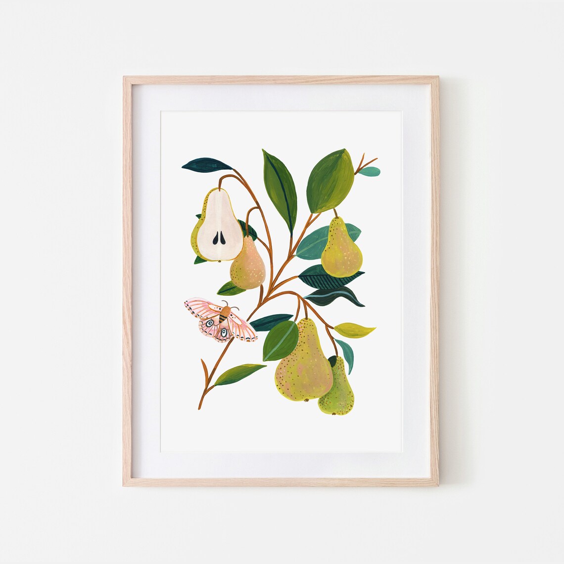 Pear Print Kitchen Decor, Botanical Fruit Illustration