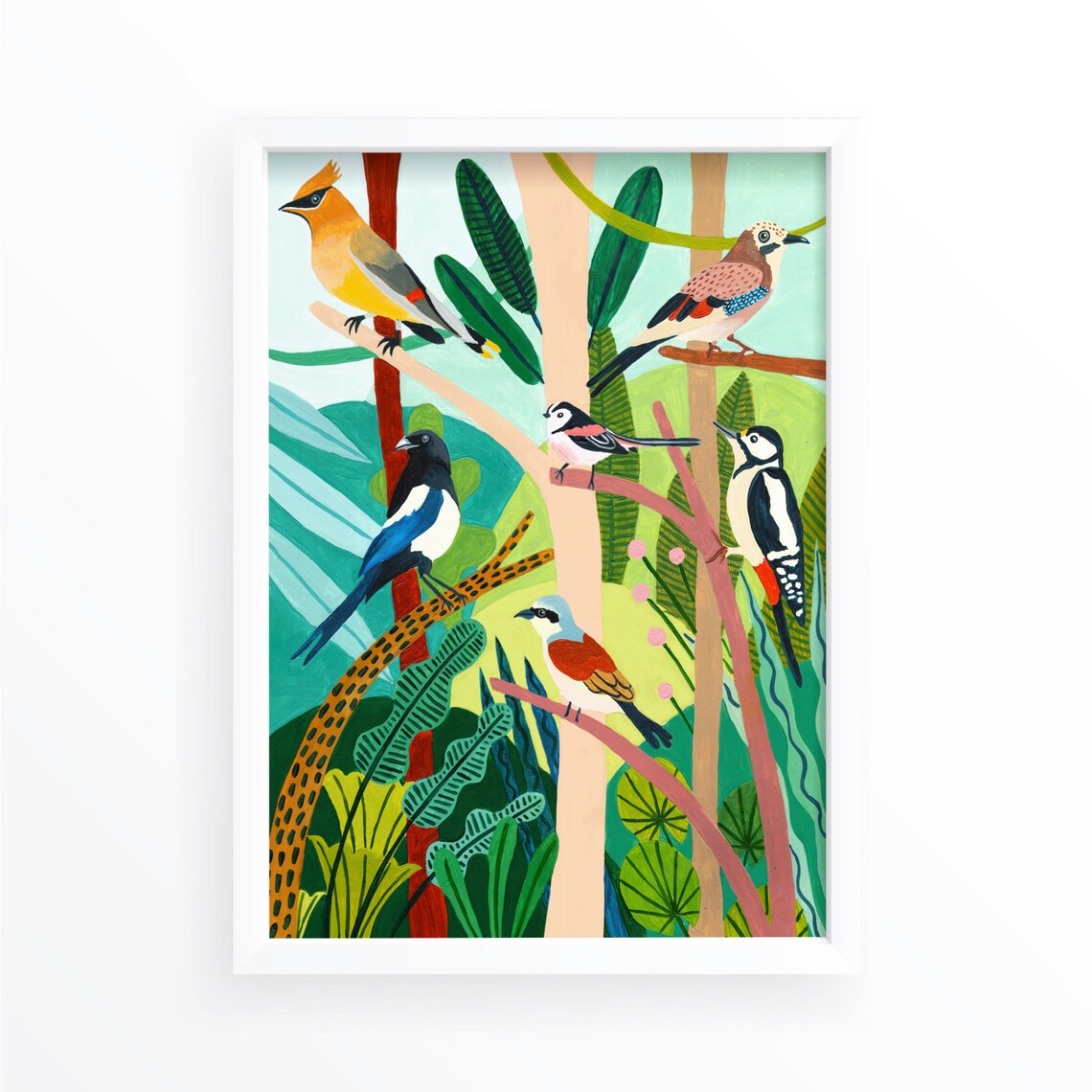 British Birds Botanical Illustration Art Print