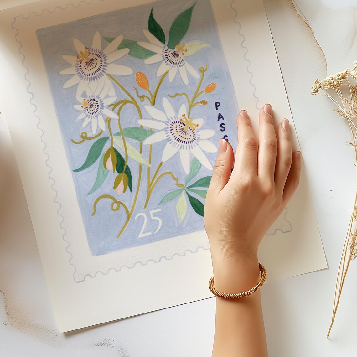 Passiflora Botanical Vintage Floral Art Print - Image 4