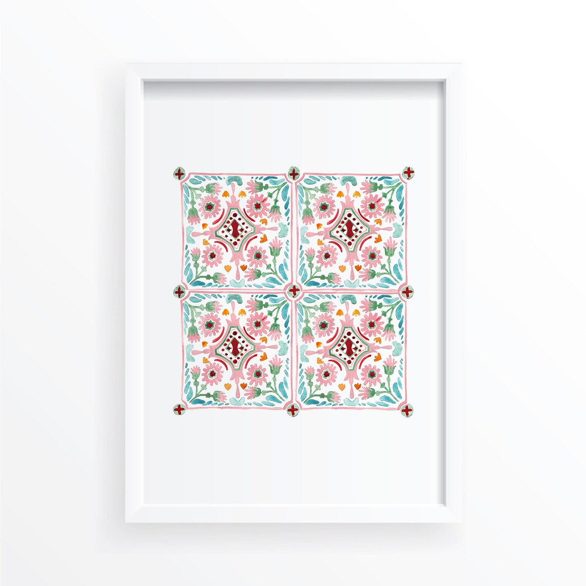 Moroccan Tiles Wall Art, Watercolor Home Decor - Image 5