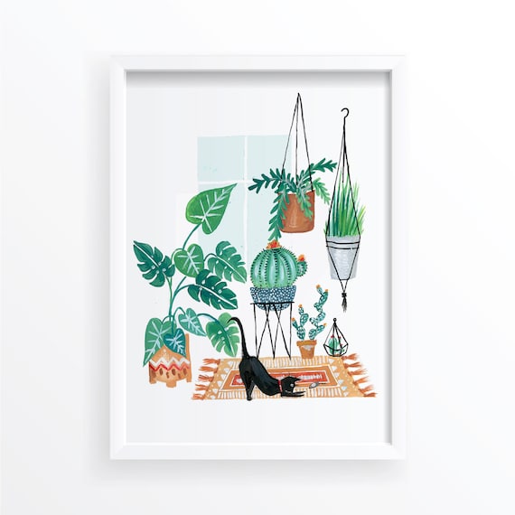 Black Cat Cat Lover Gift Art Print, Dorm Decor