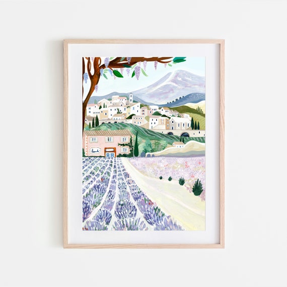Provence Travel Poster, Lavender Fields, France