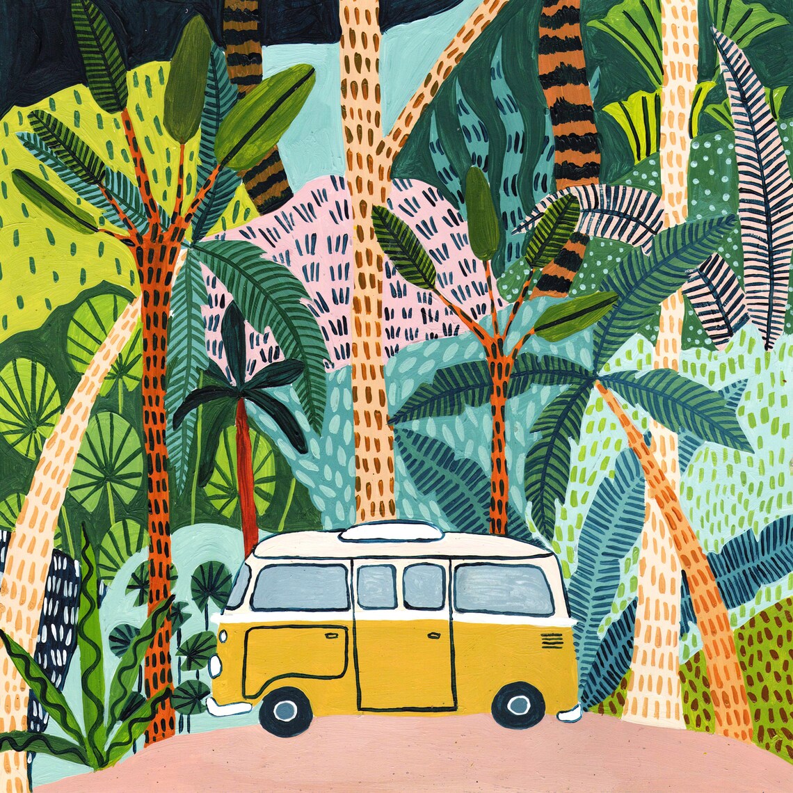 Jungle Camper Botanical Campervan Boho Wall Art Print - Image 2