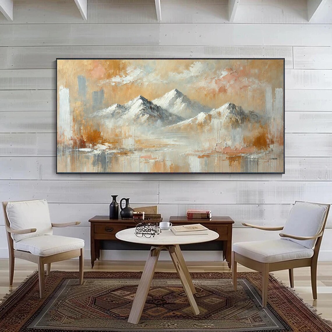 Original Mountain Landscape, Abstract 3D Textured Painting