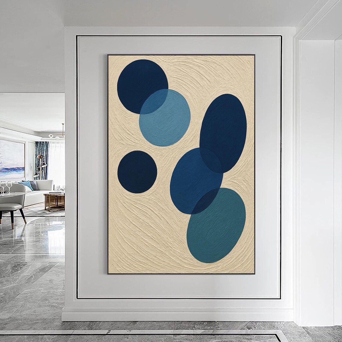 Abstract Geometric Circles, Minimalist Living Room Art Print - Image 3