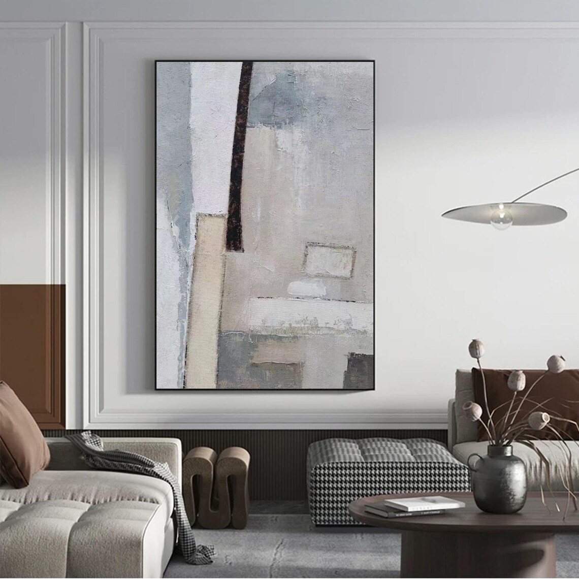 Scandinavian Style Abstract, Minimalist Textured Painting - Image 4