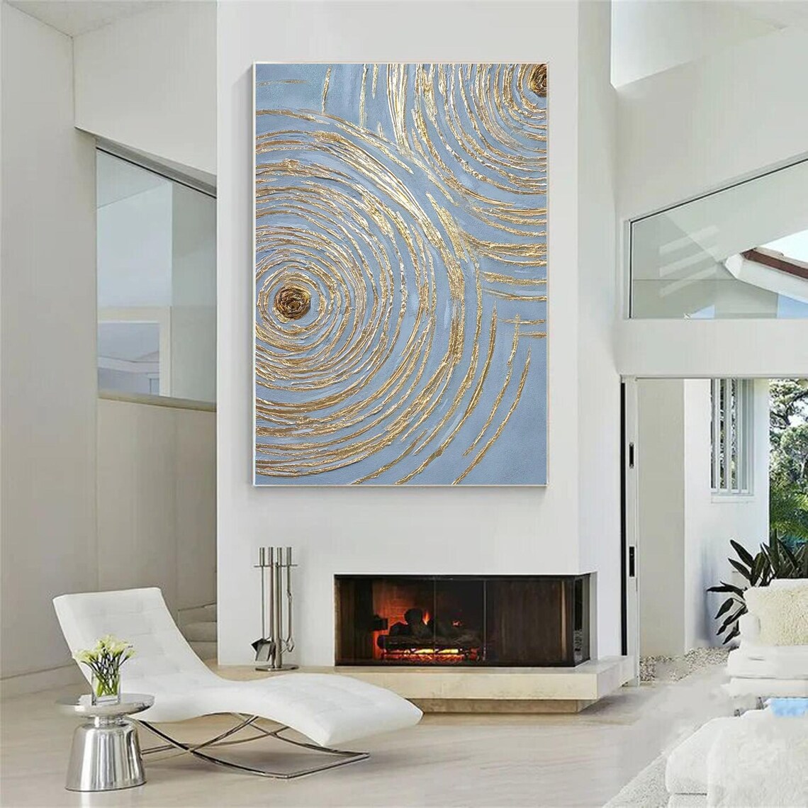 Minimalist 3D Round Textured Wall Art, Gold - Image 4