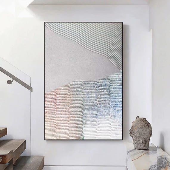 Gray Beige Abstract Wabisabi 3D Textured Painting