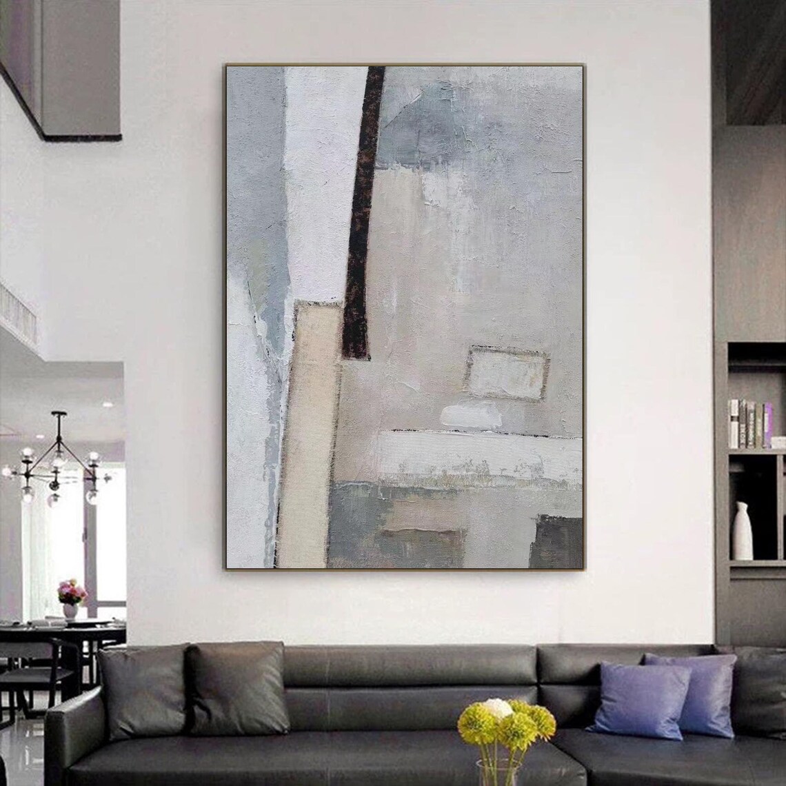 Scandinavian Style Abstract, Minimalist Textured Painting - Image 3