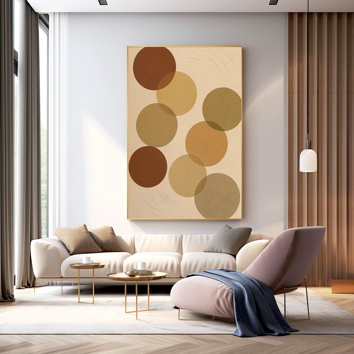Abstract Painting, Textured Circle Geometric Modern - Image 3
