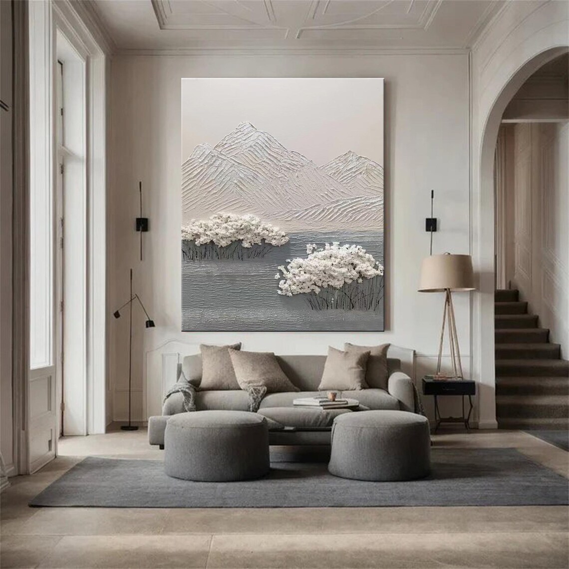 White Mountain, Large Forest Original 3D Textured Abstract Painting - Image 3