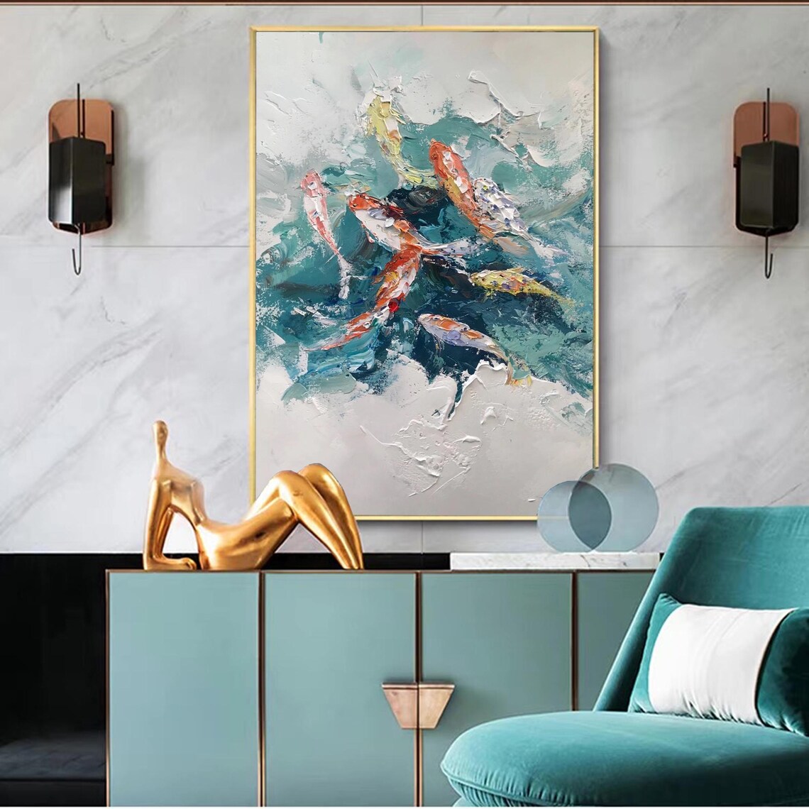 Koi Fish Abstract Art Print, Modern Living Room Decor - Image 4
