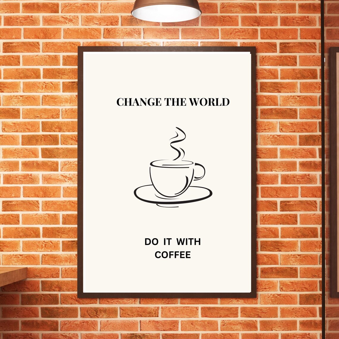 Minimalist Coffee Line Art Poster Change The World Wall Art Modern Coffee Decor Black And White Kitchen Print - Image 4