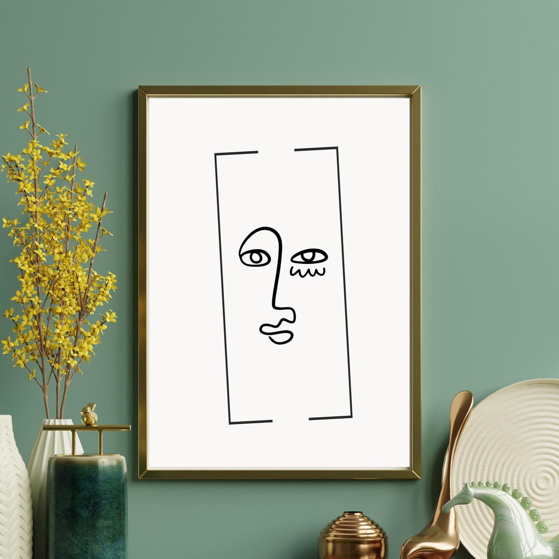 Abstract Line Art Minimalist Face Art Modern Wall Decor Black And White Artwork Contemporary Poster