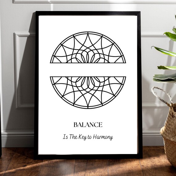 Balance Is the Key to Harmony Geometric Mandala Quote Art Poster
