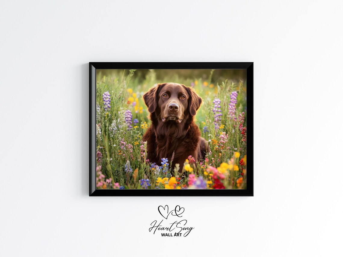 Chesapeake Bay Retriever Wildflower Meadow Summer Dog Art Print