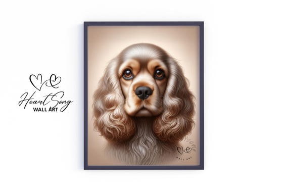 Cocker Spaniel Vintage Art Rustic Dog Portrait Warm Earthy Tones Moody Wall Decor Painting 326
