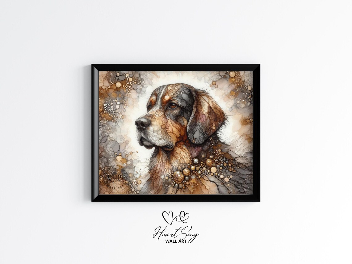 Chesapeake Bay Retriever Alcohol Ink Dog Portrait Painting Poster