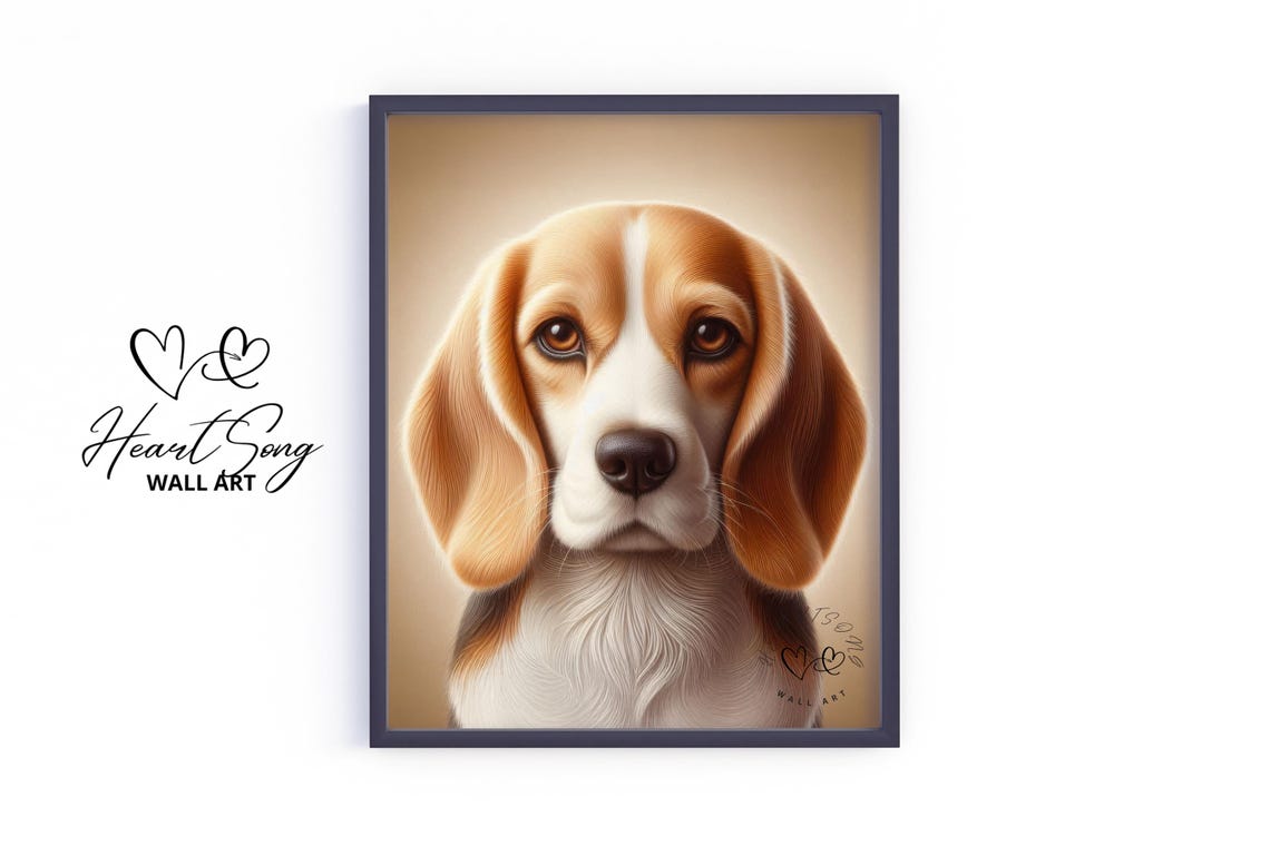 Beagle Puppy Portrait Warm Rustic Country Dog Lover Art Poster