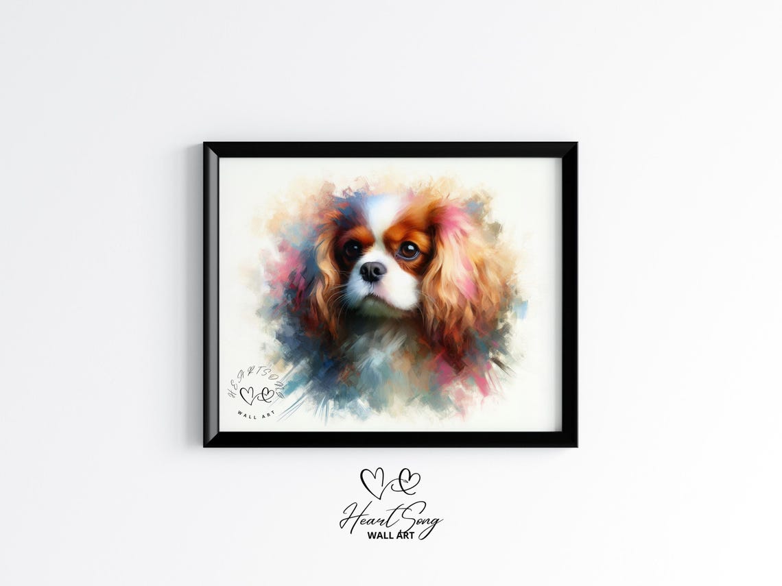 Cavalier King Charles Spaniel Watercolor Dog Portrait Poster