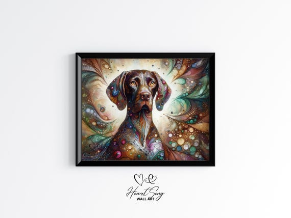 German Shorthaired Pointer Dog Painting Rustic Abstract Wall Art With Rich Alcohol Inkinspired Texture For Modern Decor Love 877